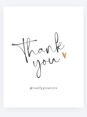 Thank You Script Wall Art Print in Black and Gold